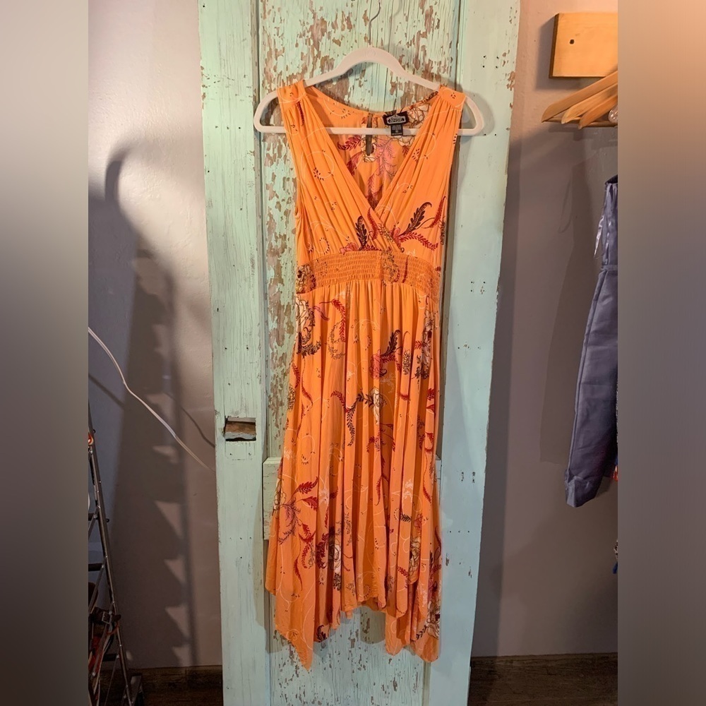 Angie Floral Yellow Asymmetric Floral Summer Dress. Size M. Preloved.